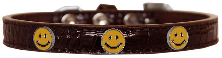 Happy Face Widget Croc Dog Collar Chocolate Size 12